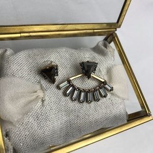 Triangle Asymmetrical Earrings with Black Stones 🖤